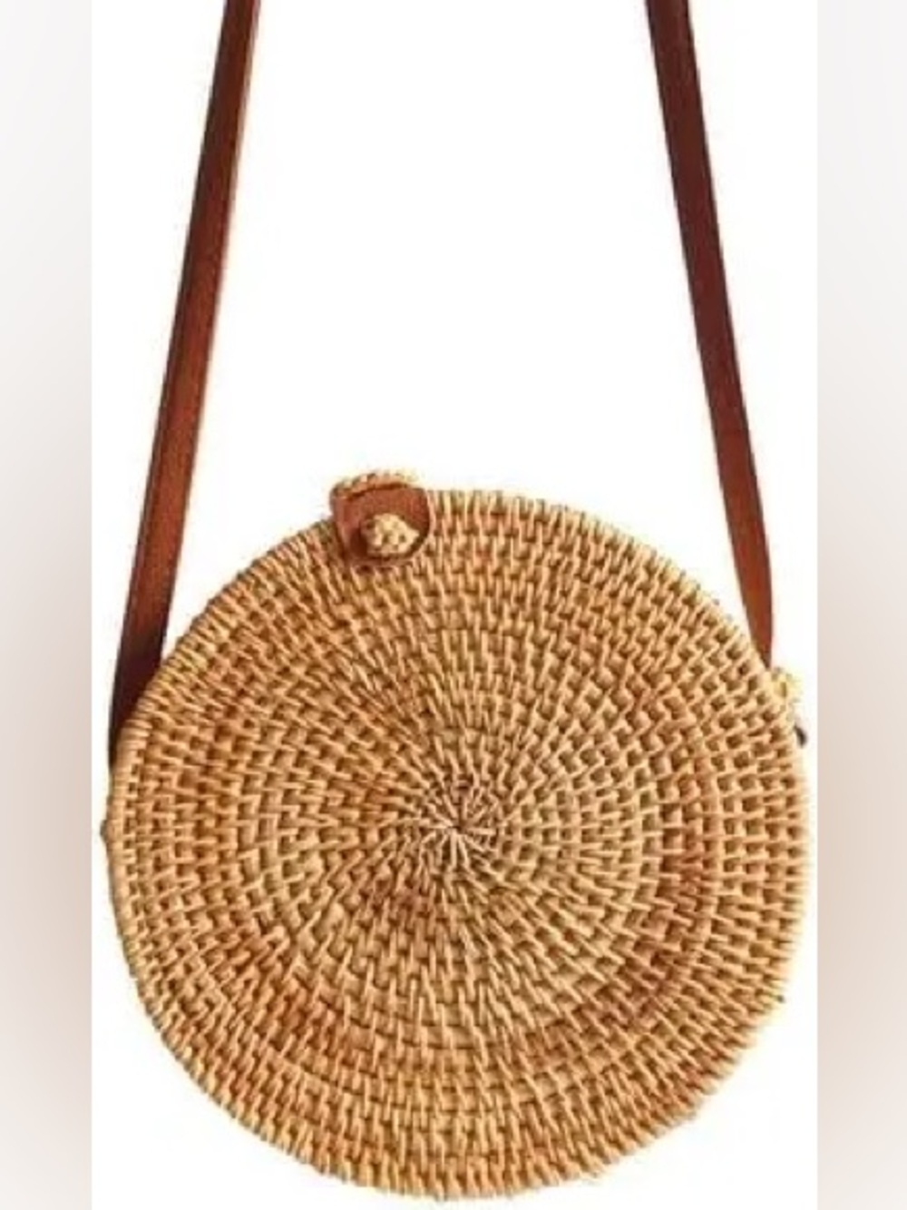 Woven Round Crossbody Bag - Tan